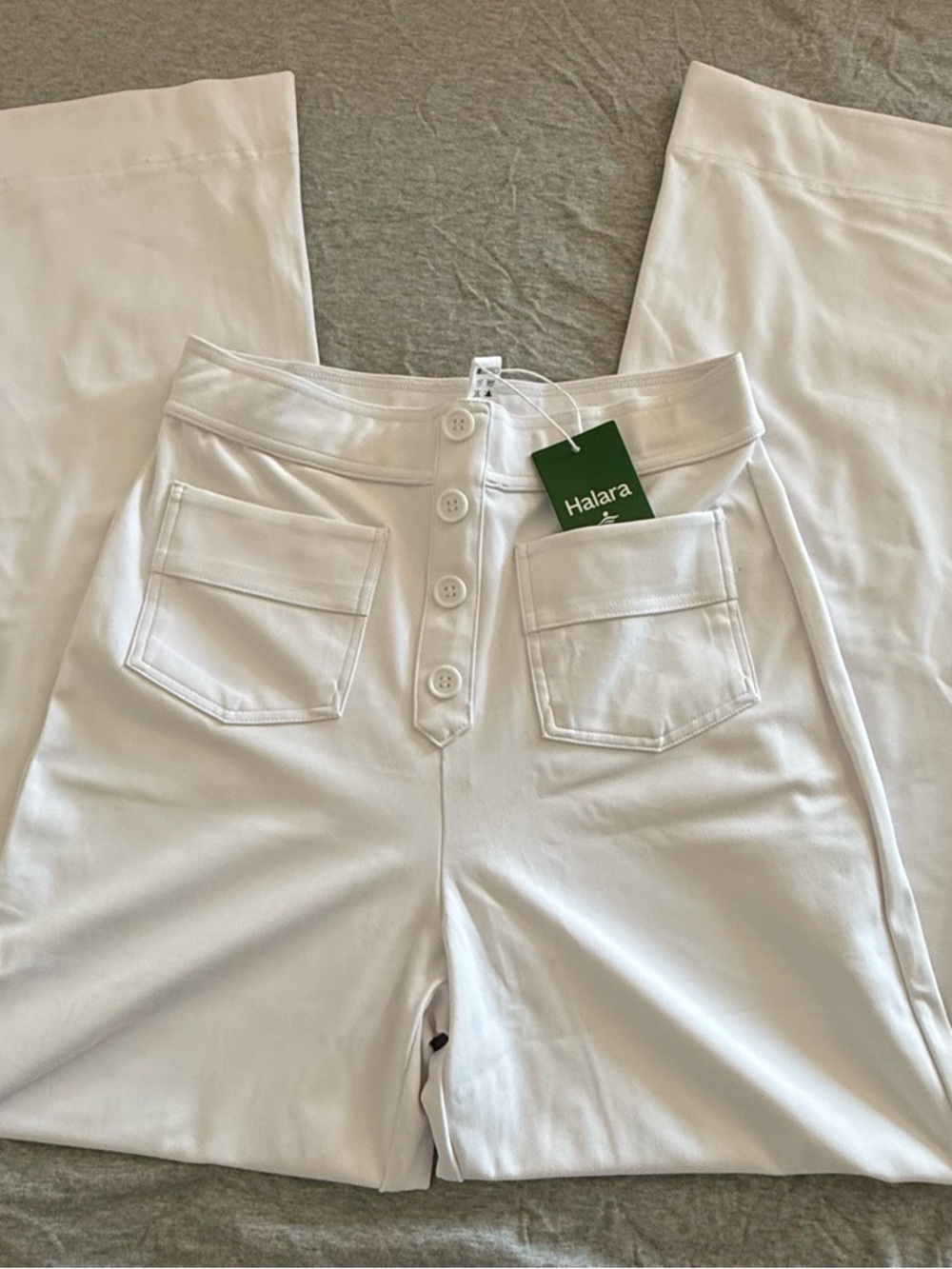 Halara White Button-Front Active Pants